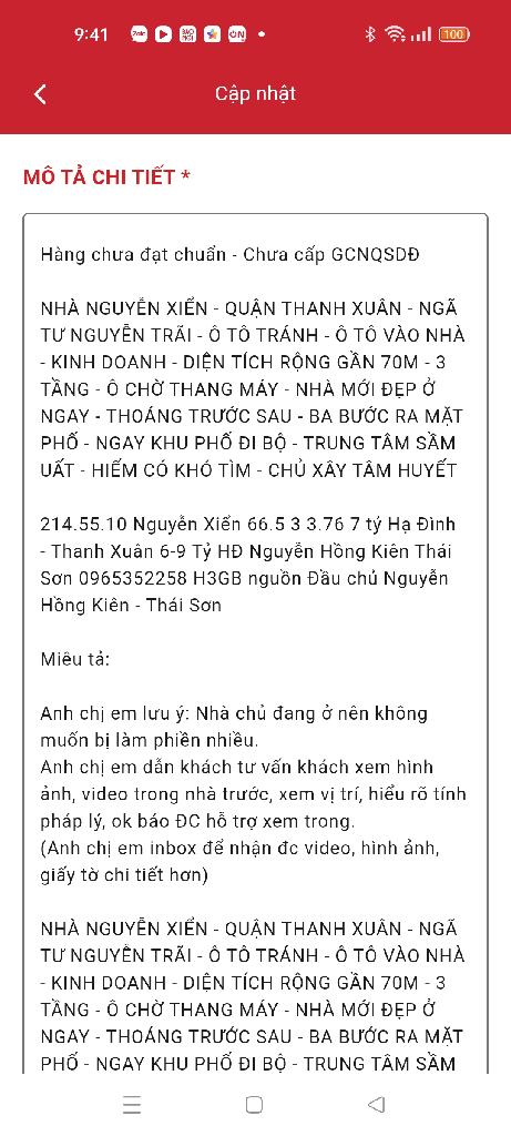 Bán nhà Nguyễn Xiển - diện tích 66.5m2 3 tầng - Ô tô vào nhà - giá 8,5 tỷ