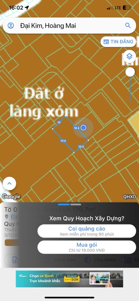 Bán nhà Kim Giang - diện tích 179m2 1 tầng - Mảnh đất vàng siêu đẹp - giá 9,35 tỷ
