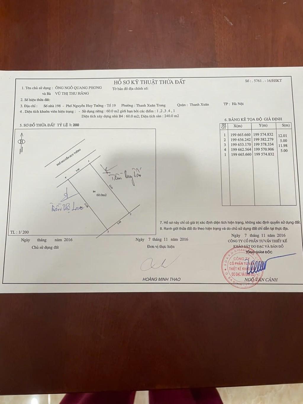 Bán nhà Nguyễn Huy Tưởng - diện tích 60m2 4 tầng - Mặt phố vỉa hè rộng - giá 13,5 tỷ