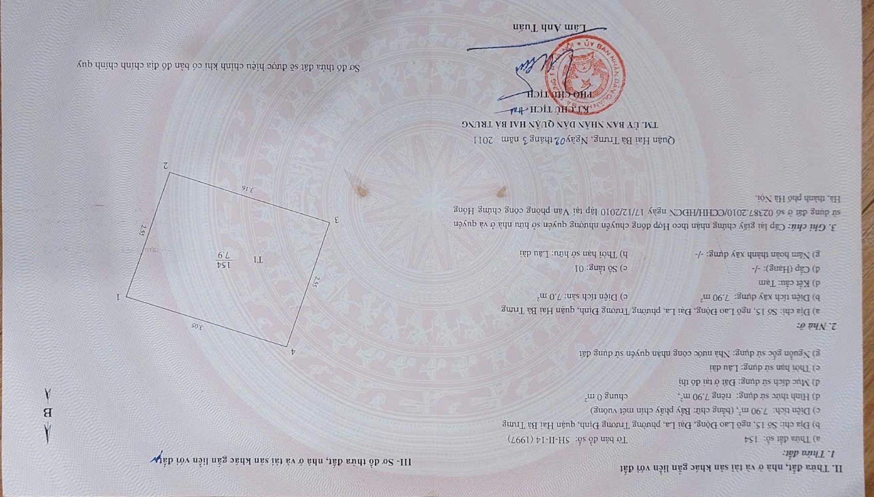 Bán nhà Ngõ Lao Động - diện tích 8m2 1 tầng - ô tô đỗ cửa - giá 1,9 tỷ