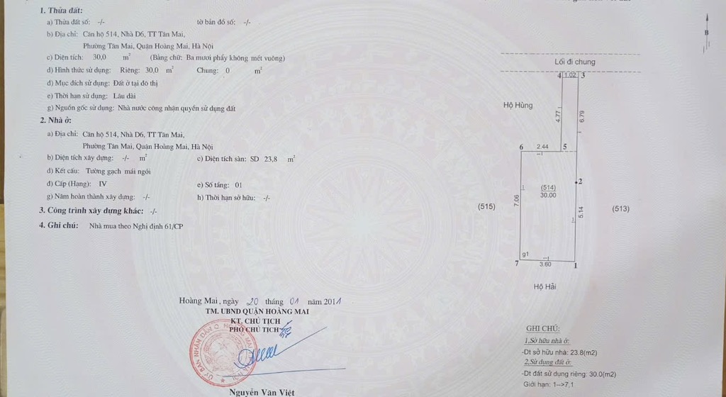 Bán nhà Tân Mai - diện tích 30m2 5 tầng - Ngõ thông - giá 7,5 tỷ