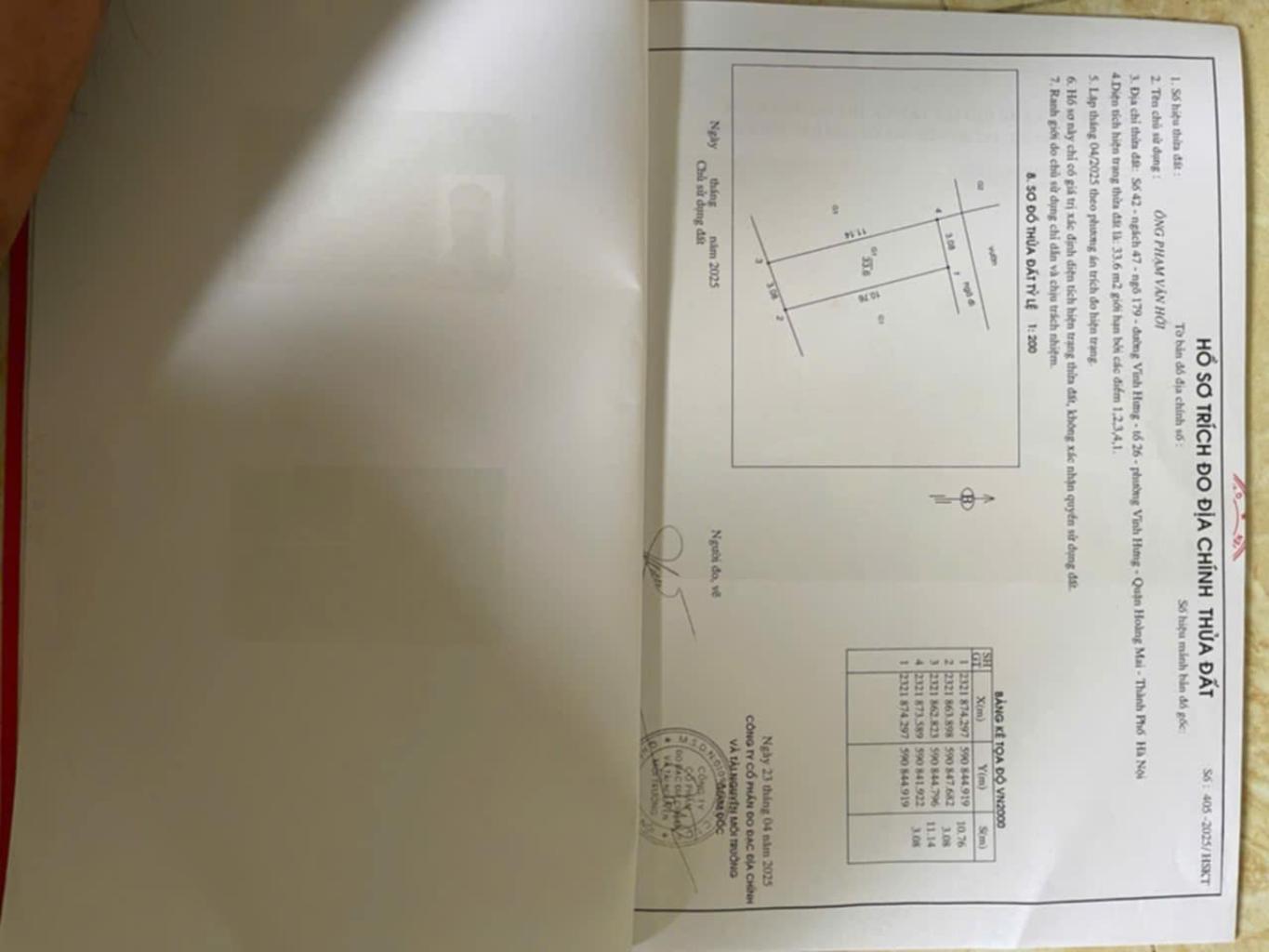 Bán nhà Vĩnh Hưng - diện tích 33,6m2 2 tầng - gần ngõ ô tô - giá 2,95 tỷ