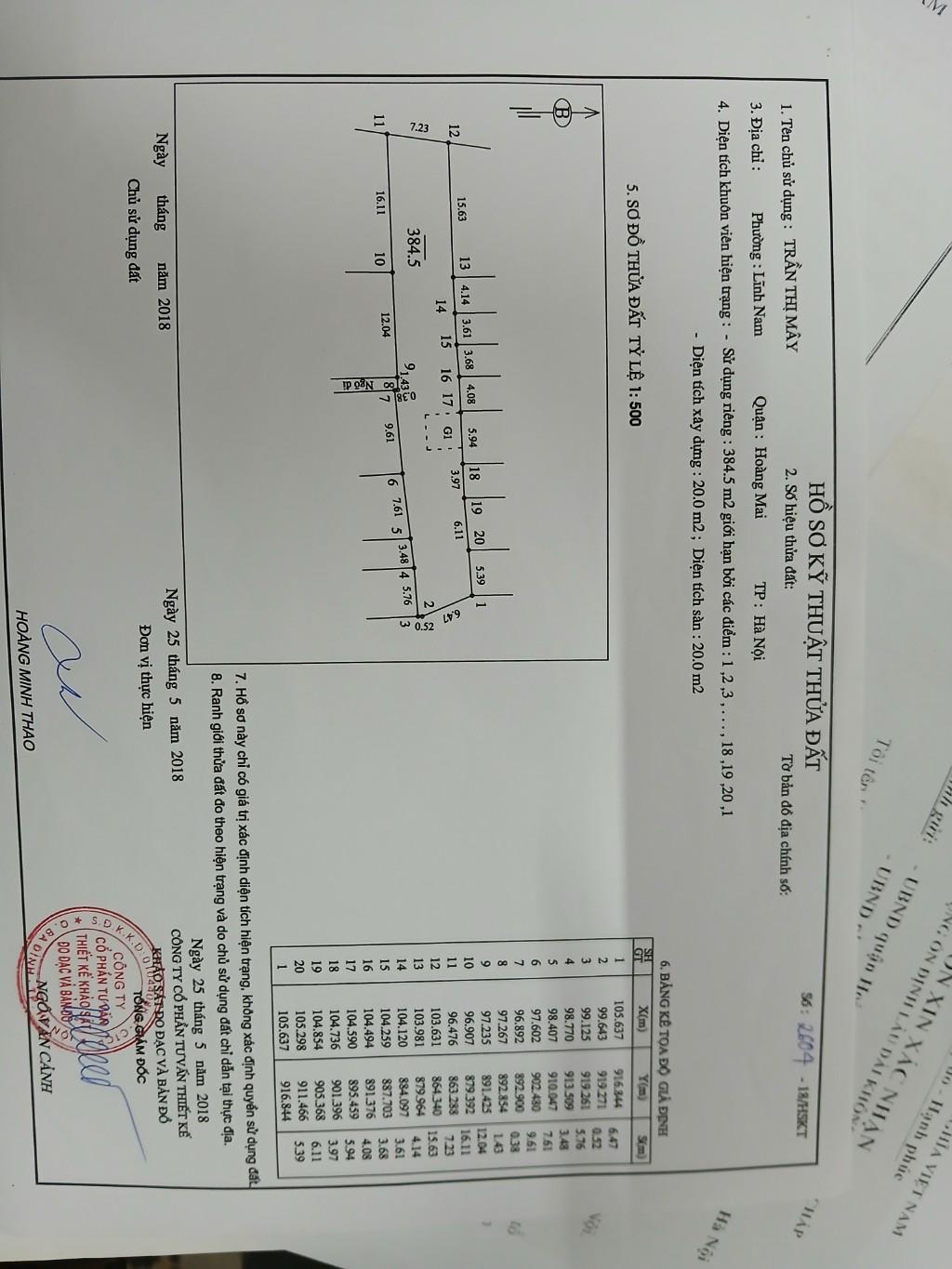 Bán nhà Thúy Lĩnh - diện tích 384,5m2 1 tầng - gần ô tô - giá 7,5 tỷ
