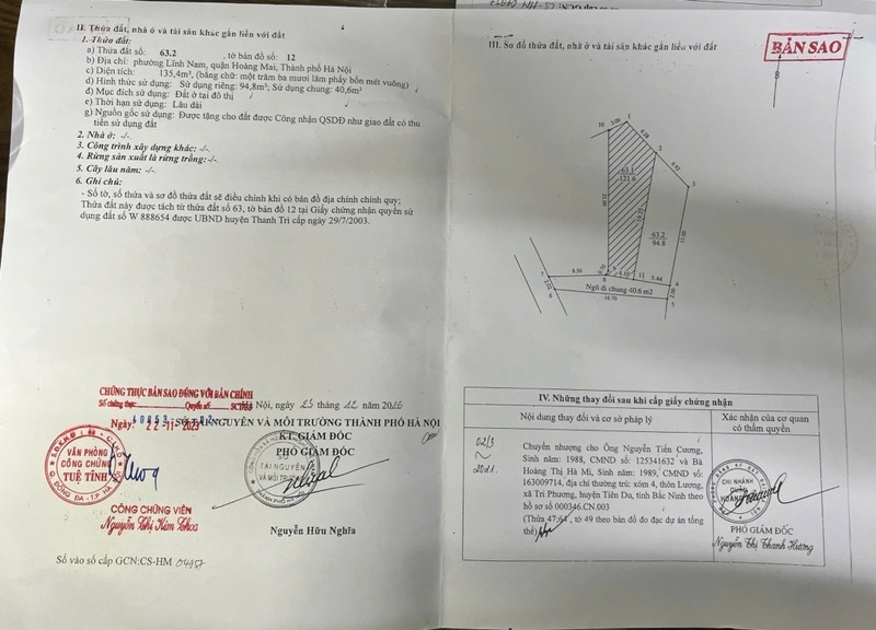 Bán nhà Lĩnh Nam - diện tích 94.8m2 3 tầng - Ngõ 3 gác tránh xe máy - giá 15 tỷ