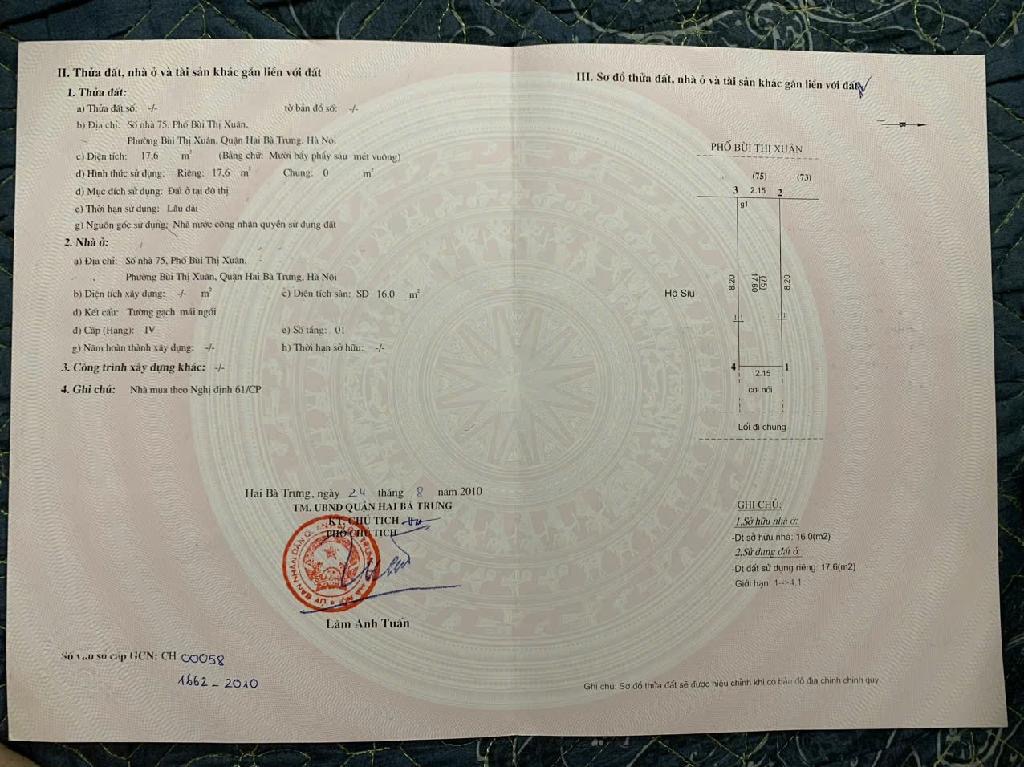 Bán nhà Bùi Thị Xuân - diện tích 23m2 4 tầng - Nhà mặt phố, buôn bán sầm uất - giá 15 tỷ