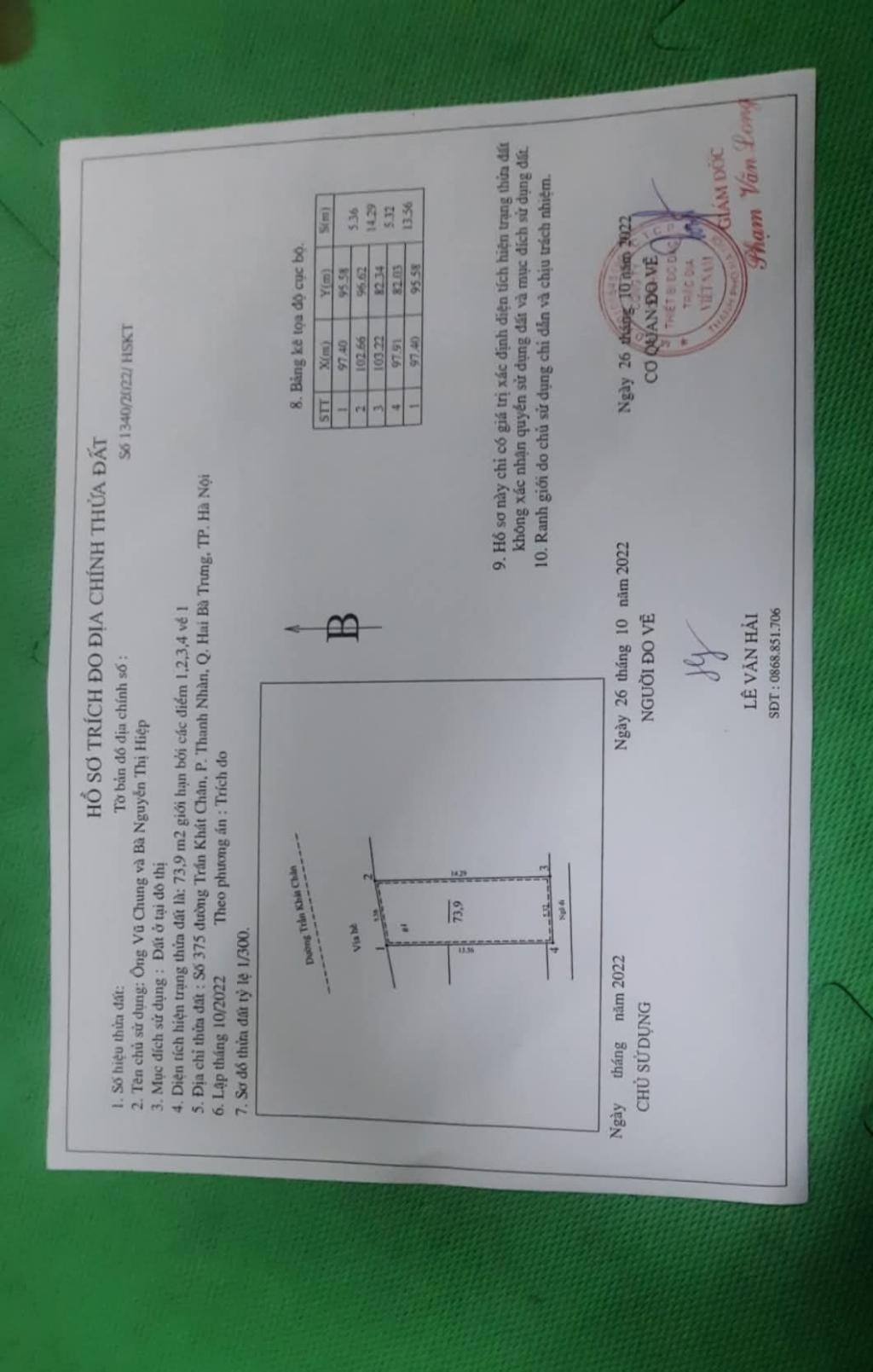 Bán nhà Trần Khắc Chân - diện tích 74m2 1 tầng - mặt phố - giá 11,5 tỷ