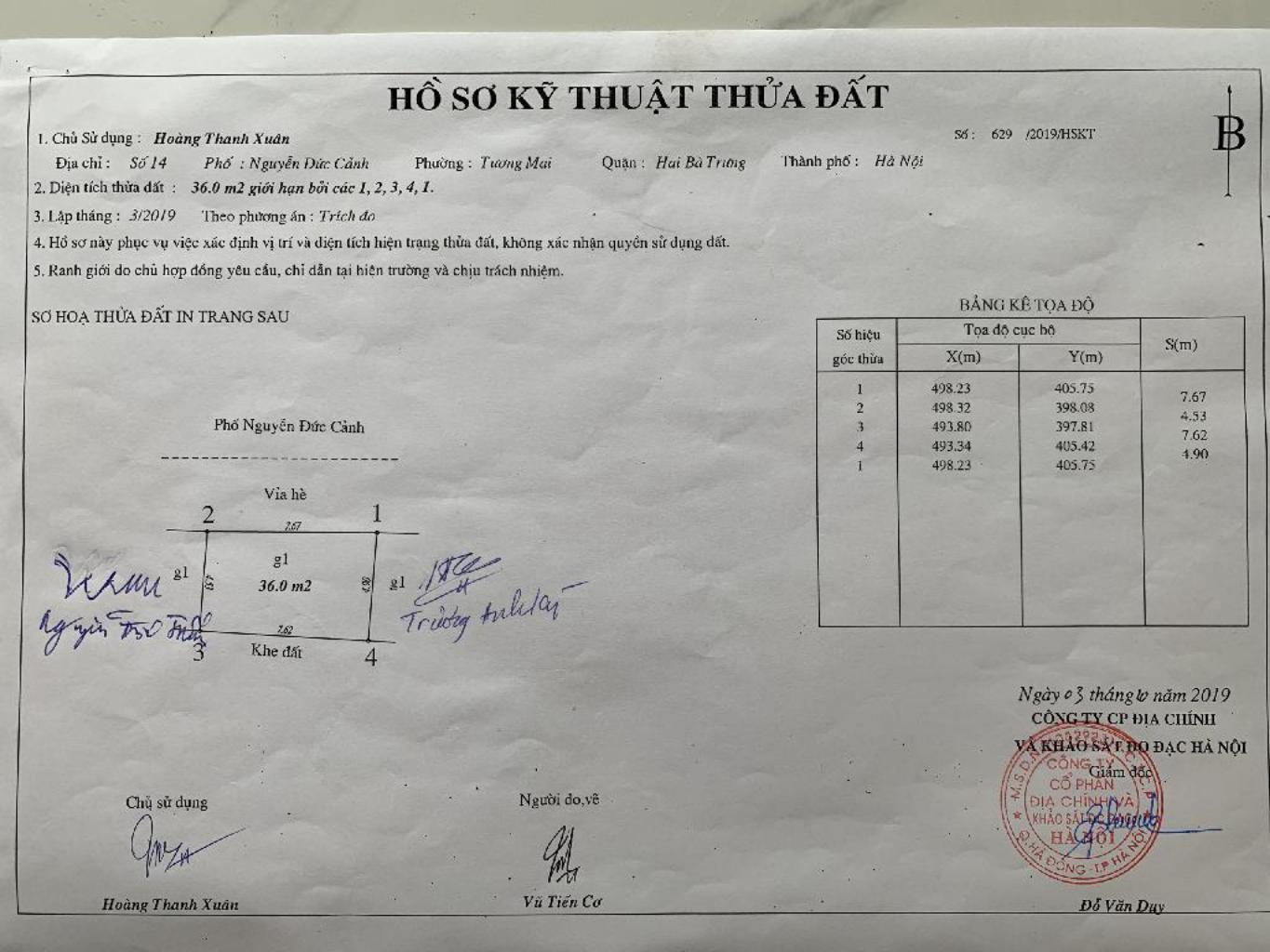Bán nhà Nguyễn Đức Cảnh - diện tích 36m2 1 tầng - Mặt phố kinh doanh - giá 5,4 tỷ