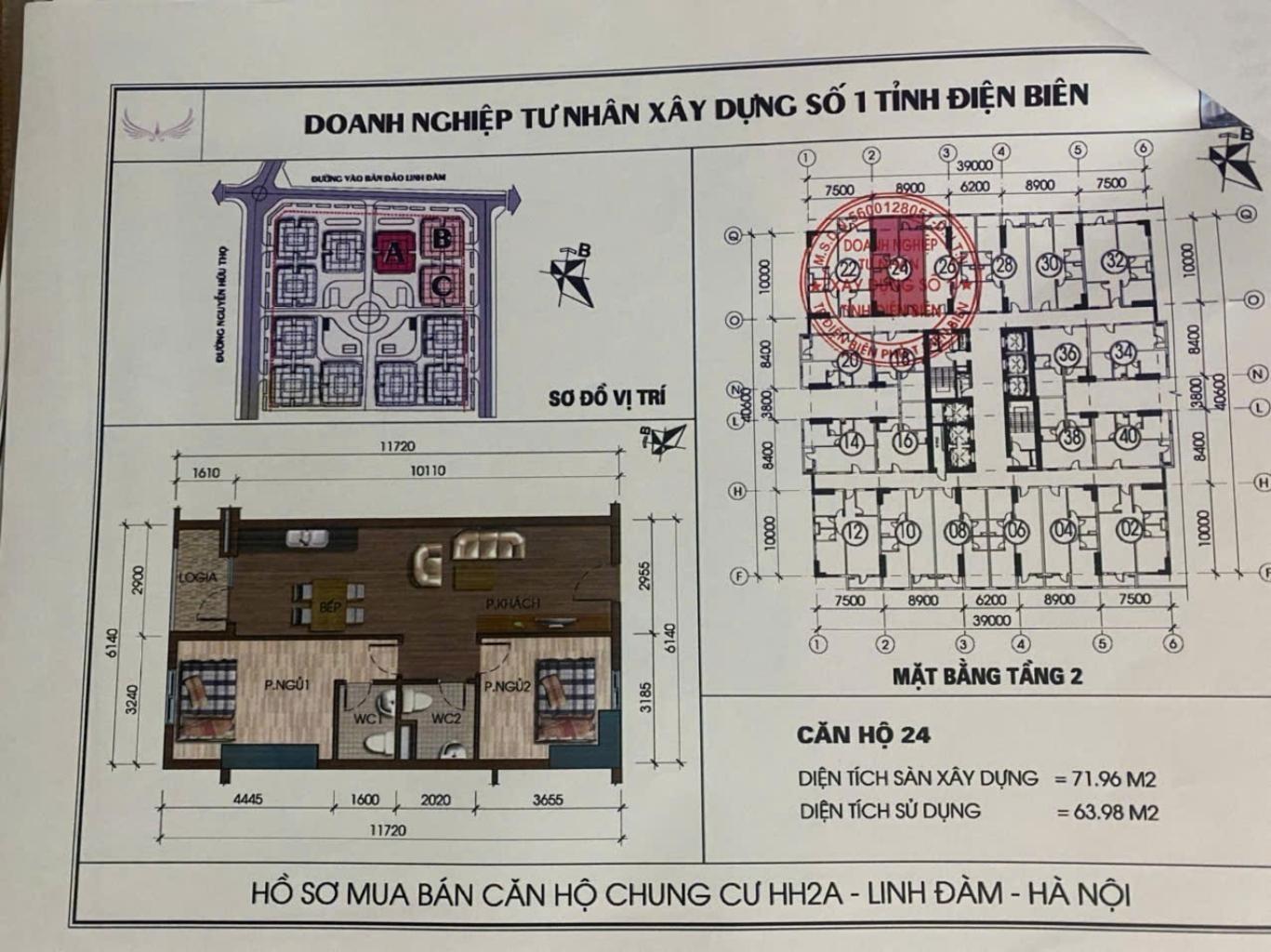 Bán nhà Linh Đàm - diện tích 325m2 1 tầng - Chung cư HH2A - giá 16,5 tỷ