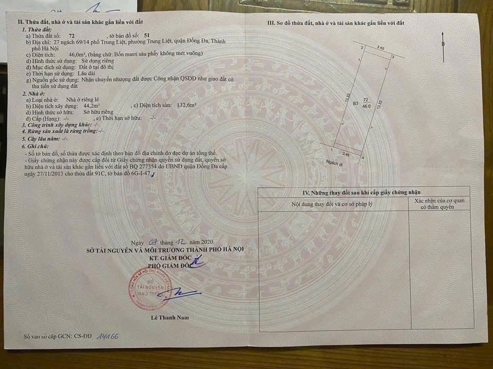 Bán nhà Trung Liệt - diện tích 46m2 6 tầng - Thang máy, doanh thu 60 triệu/tháng - giá 13,9 tỷ