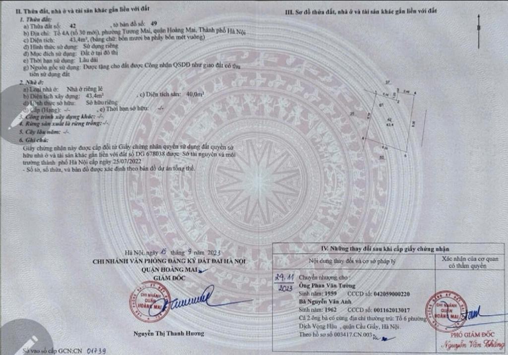 Bán nhà Trương Định - diện tích 43,4m2 4 tầng - Lô góc - giá 18,5 tỷ