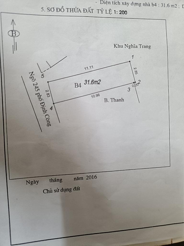 Bán nhà Định Công - diện tích 31,6m2 4 tầng - nhà mặt ngõ chợ - giá 5,3 tỷ