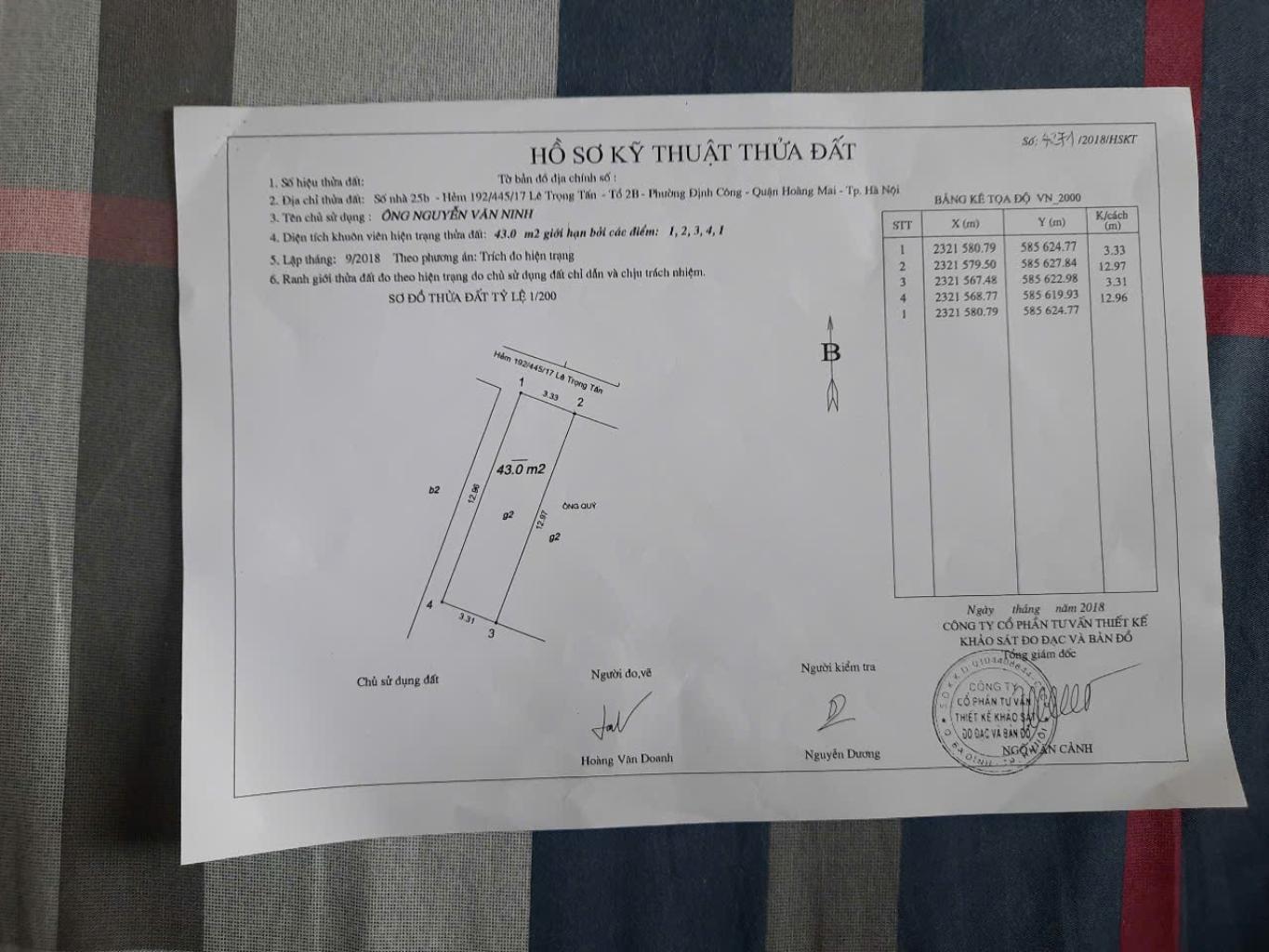 Bán nhà Lê Trọng Tấn - diện tích 43m2 2 tầng - LÔ GÓC - giá 2,65 tỷ