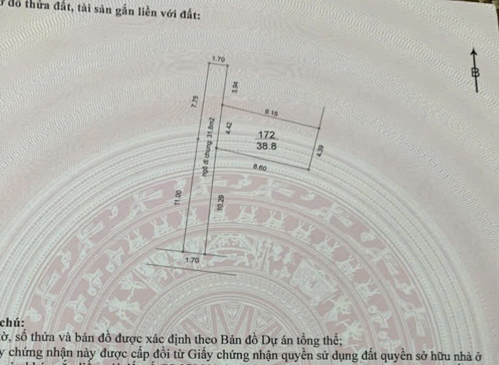 Bán nhà Thanh Lân - diện tích 38.8m2 1 tầng - Đất vuông đẹp - giá 7,2 tỷ