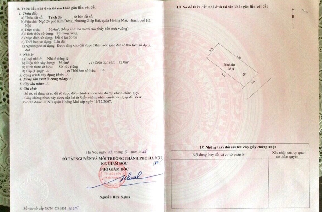 Bán nhà Kim Đồng - diện tích 36.4m2 1 tầng - Mặt Ngõ - giá 9,5 tỷ