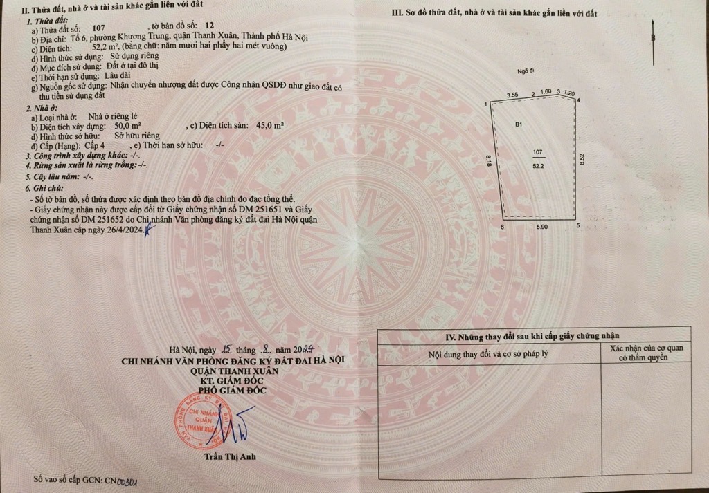Bán nhà Khương Trung - diện tích 52m2 5 tầng - MẶT TIỀN RỘNG - giá 11,5 tỷ