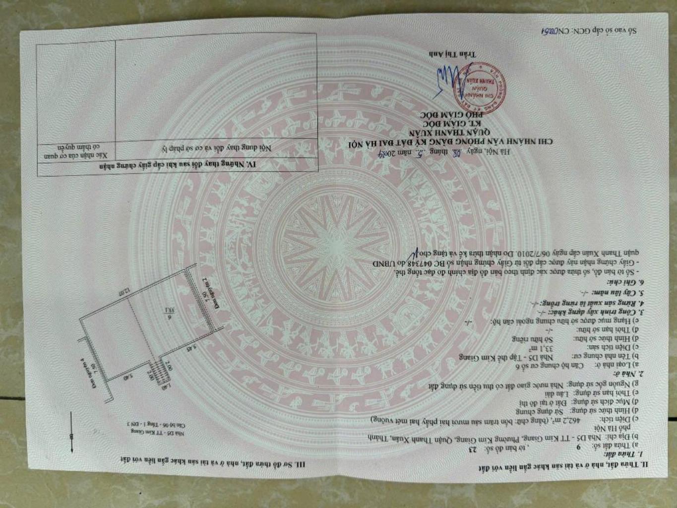 Bán nhà Hoàng Đạo Thành - diện tích 33,1m2 2 tầng - Ô tô chạy vòng quanh - giá 9,5 tỷ