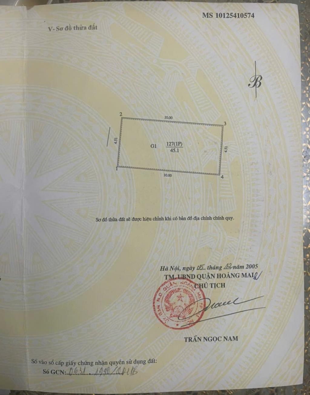 Bán nhà Nguyễn Đức Cảnh - diện tích 45.1m2 1 tầng - Lô đất vuông vắn, không lỗi phong thủy - giá 4,5 tỷ