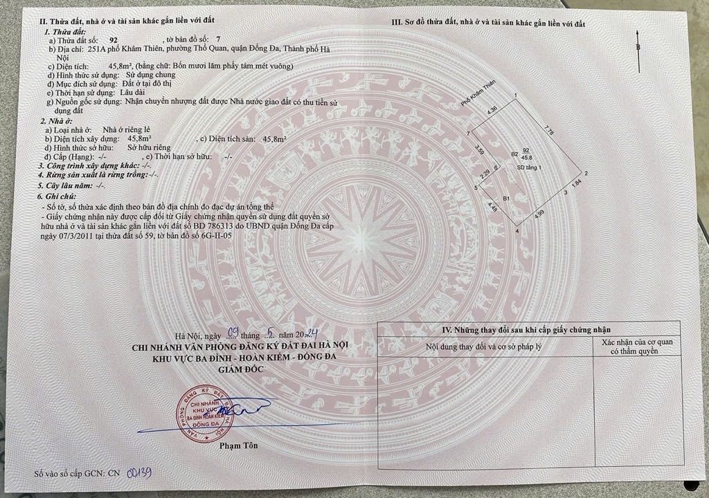 Bán nhà Khâm Thiên - diện tích 45.8m2 1 tầng - mặt phố kinh doanh sầm uất - giá 12 tỷ