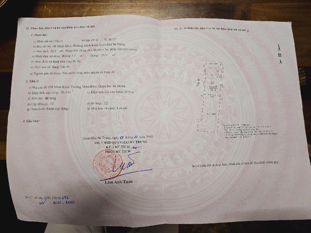 Bán nhà Minh Khai - diện tích 47.8m2 1 tầng - ô tô đỗ cửa - giá 5,3 tỷ