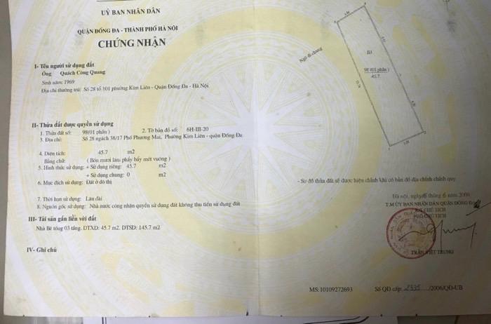 Bán nhà Lương Đình Của - diện tích 45.7m2 4 tầng - gần ô tô - giá 11,5 tỷ