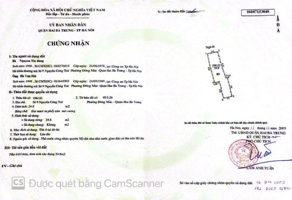 Bán nhà Nguyễn Công Trứ - diện tích 24.8m2 3 tầng - Nhà mặt phố kinh doanh - giá 20,6 tỷ