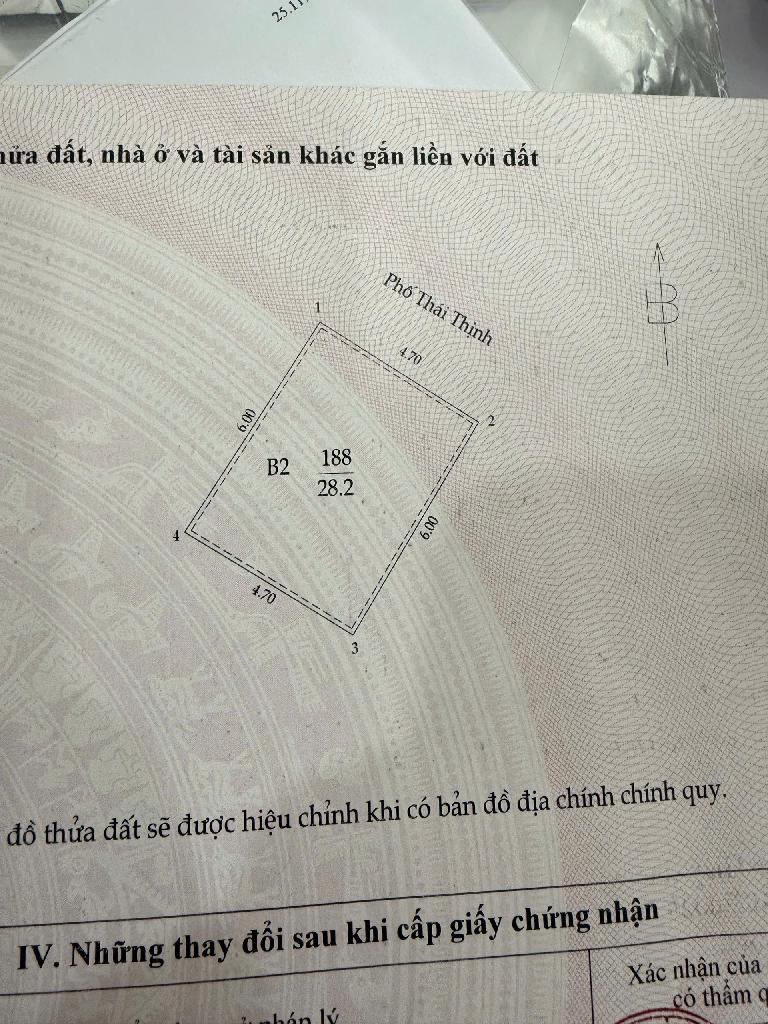 Bán nhà Thái Thịnh - diện tích 28,2m2 5 tầng - Mặt phố trung tâm - giá 20,9 tỷ