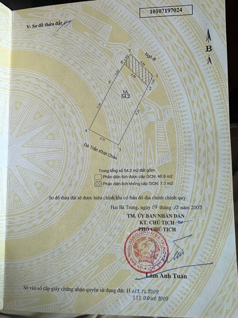 Bán nhà Đê Trần Khát Chân - diện tích 54m2 4 tầng - 2 mặt tiền kinh doanh - giá 15 tỷ