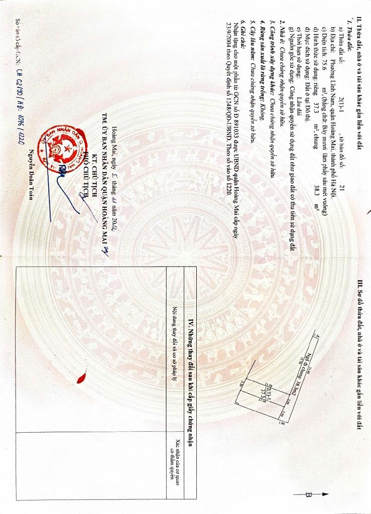 Bán nhà Vĩnh Hưng - diện tích 37.3m2 4 tầng - Ngõ trước nhà thẳng xe 3 gác - giá 8 tỷ