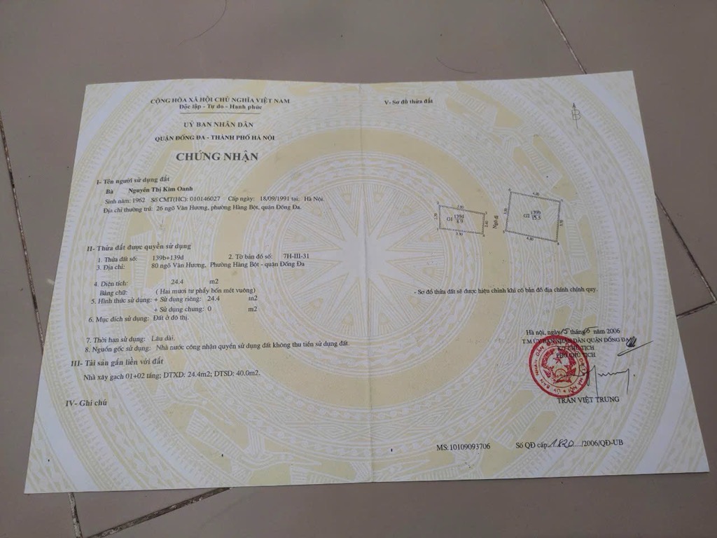 Bán nhà Văn Hương - diện tích 24,4m2 4 tầng - MUA 1 ĐƯỢC 2 NHÀ - giá 12 tỷ