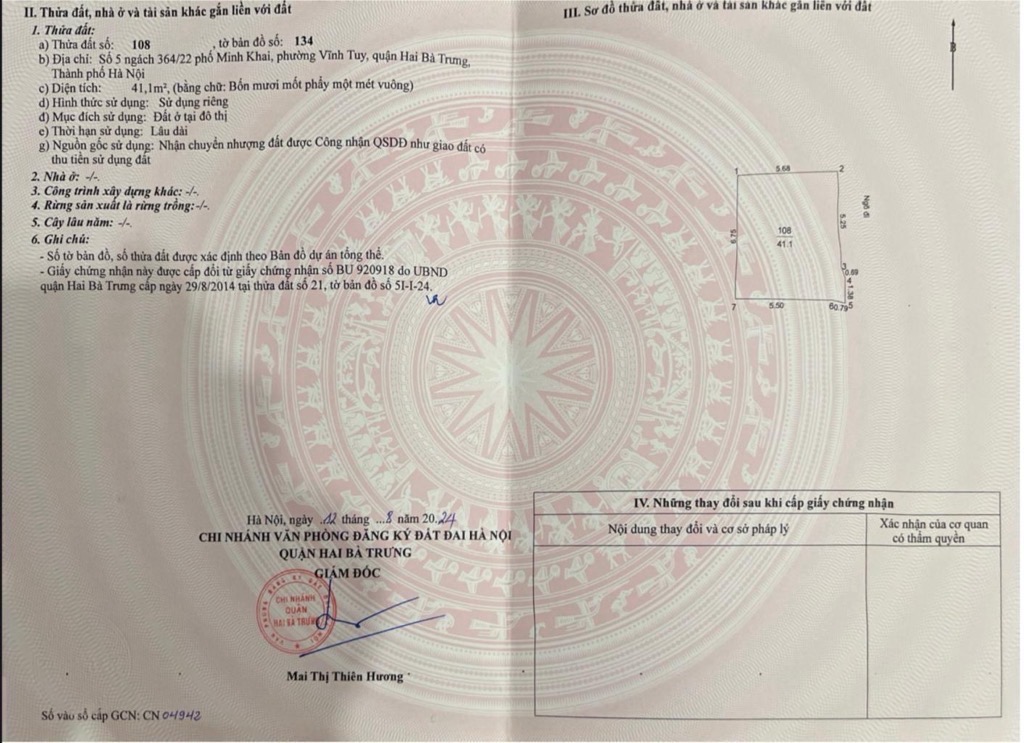 Bán nhà Minh Khai - diện tích 41.1m2 6 tầng - Thang máy - giá 13,9 tỷ