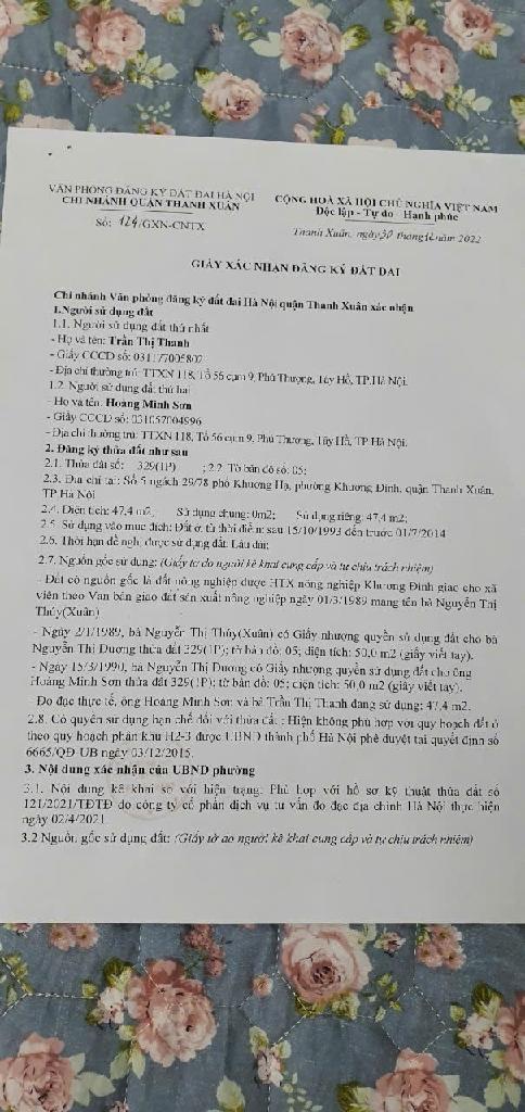Bán nhà Khương Hạ - diện tích 47.4m2 1 tầng - ô tô tránh - giá 4,5 tỷ