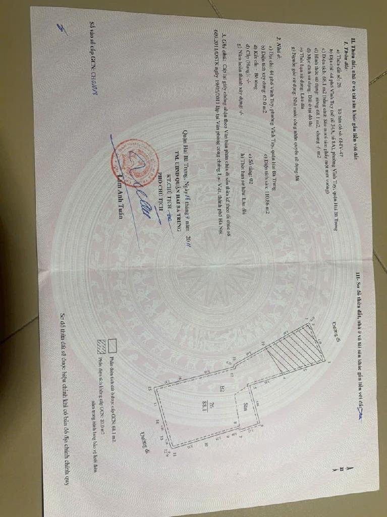 Bán nhà Vĩnh Tuy - diện tích 68,1m2 2 tầng - mặt phố kinh doanh - giá 20,5 tỷ