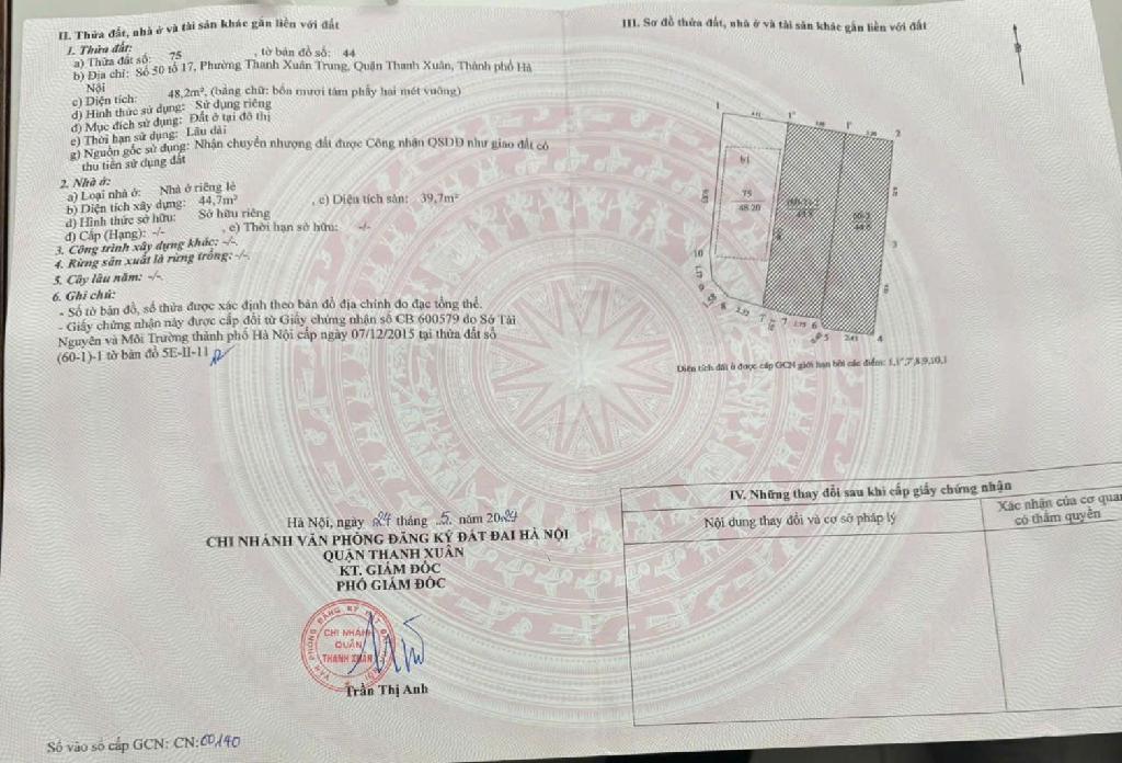 Bán nhà Nguyễn Trãi - diện tích 49m2 5 tầng - Lô góc, nở hậu - giá 9,5 tỷ