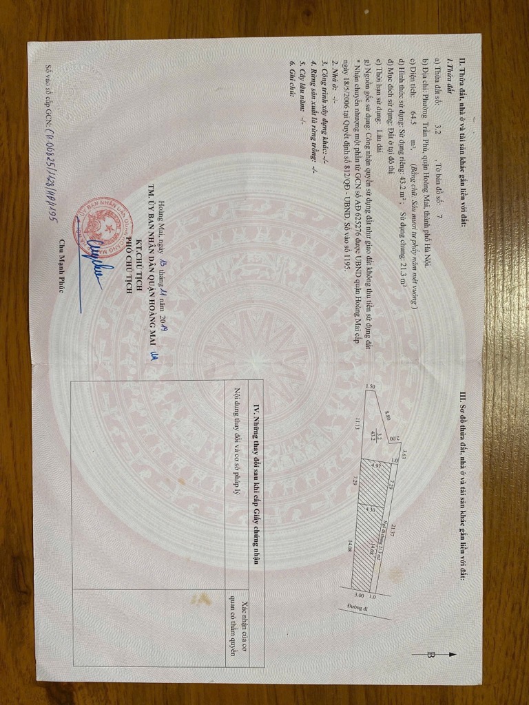 Bán nhà Nam Dư - diện tích 64,5m2 4 tầng - ô tô tránh - giá 6,4 tỷ