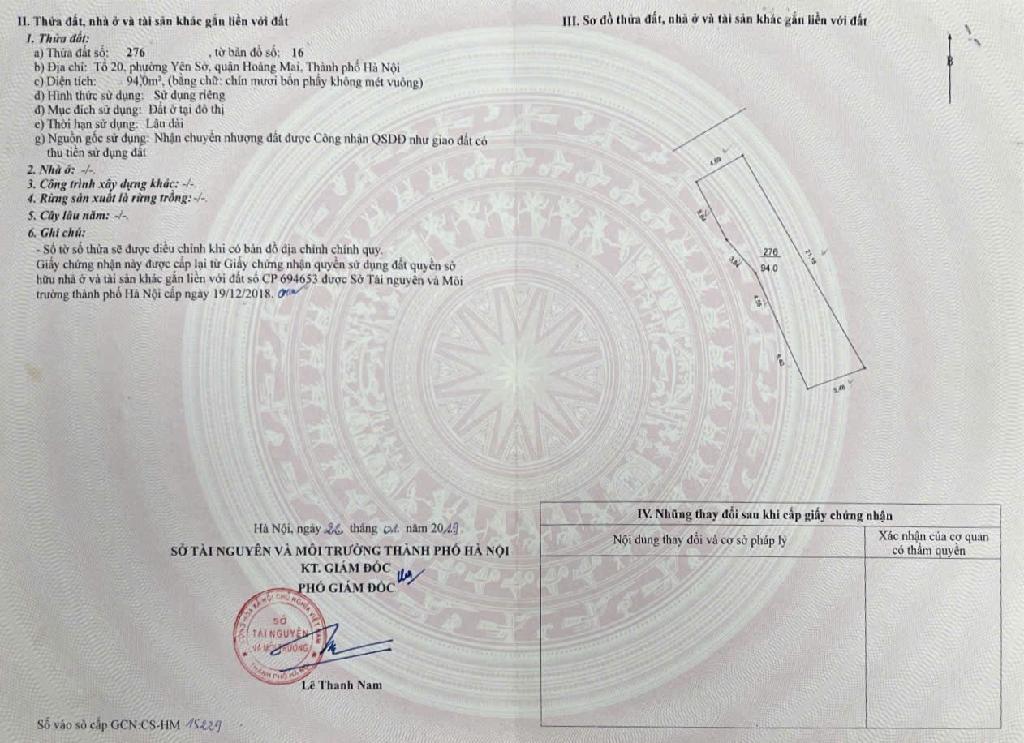 Bán nhà Tam Trinh - diện tích 94m2 3 tầng - Ô tô đỗ cửa - giá 16,5 tỷ