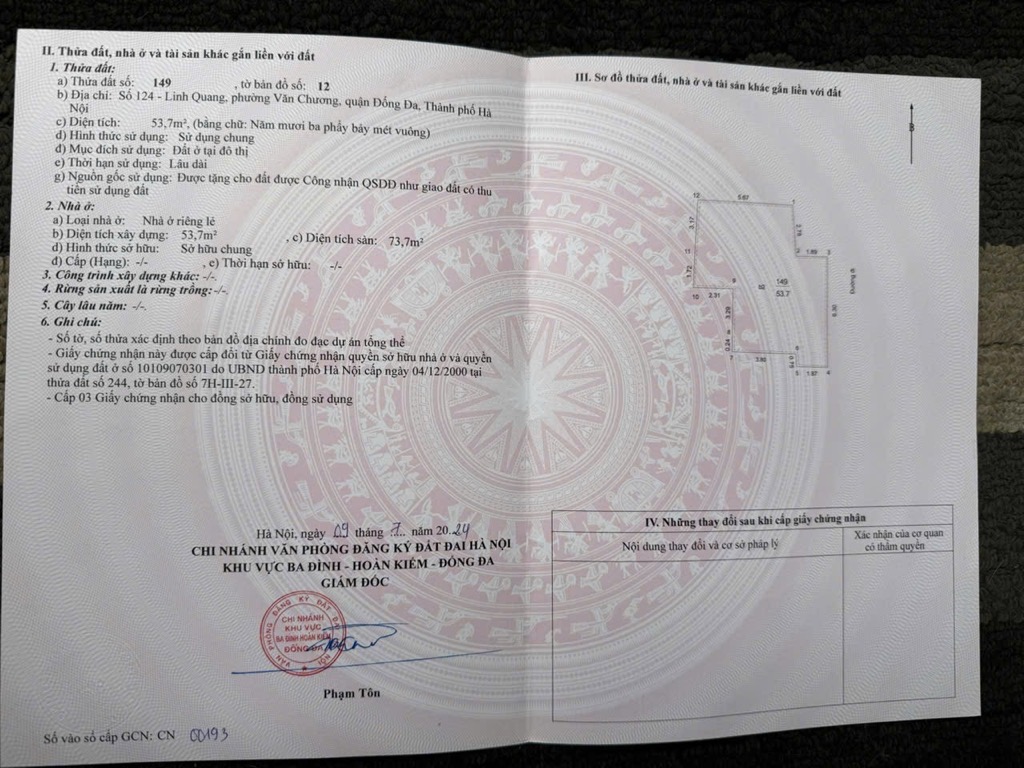 Bán nhà Linh Quang - diện tích 54m2 2 tầng - ô tô đỗ cửa - giá 13,5 tỷ