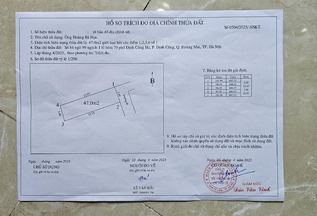 Bán nhà Định Công Hạ - diện tích 47m2 2 tầng - Nhà đẹp hiếm có - giá 3,35 tỷ