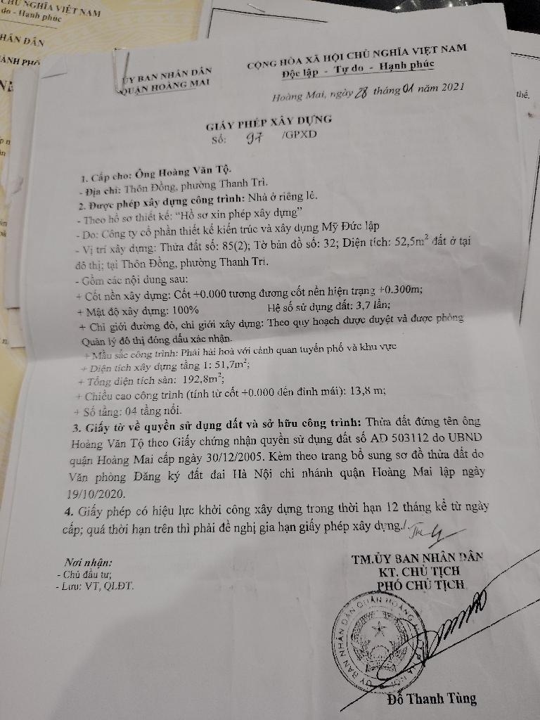 Bán nhà Thanh Lân - diện tích 52.5m2 4 tầng - Ô TÔ VF3 TẬN CỬA - giá 12,5 tỷ