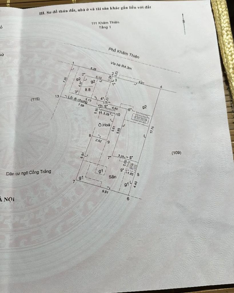 Bán nhà Khâm Thiên - diện tích 8,8m2 1 tầng - Mặt phố - giá 7,5 tỷ