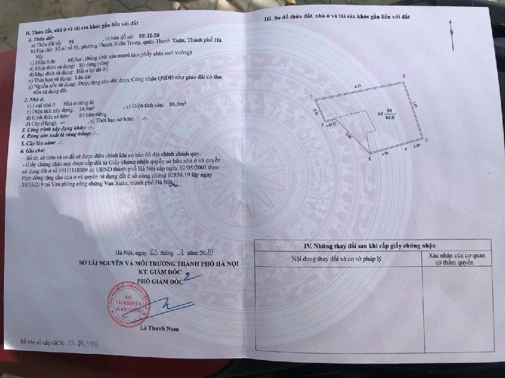 Bán nhà Nguyễn Trãi - diện tích 69m2 4 tầng - gần ô tô - giá 8,5 tỷ