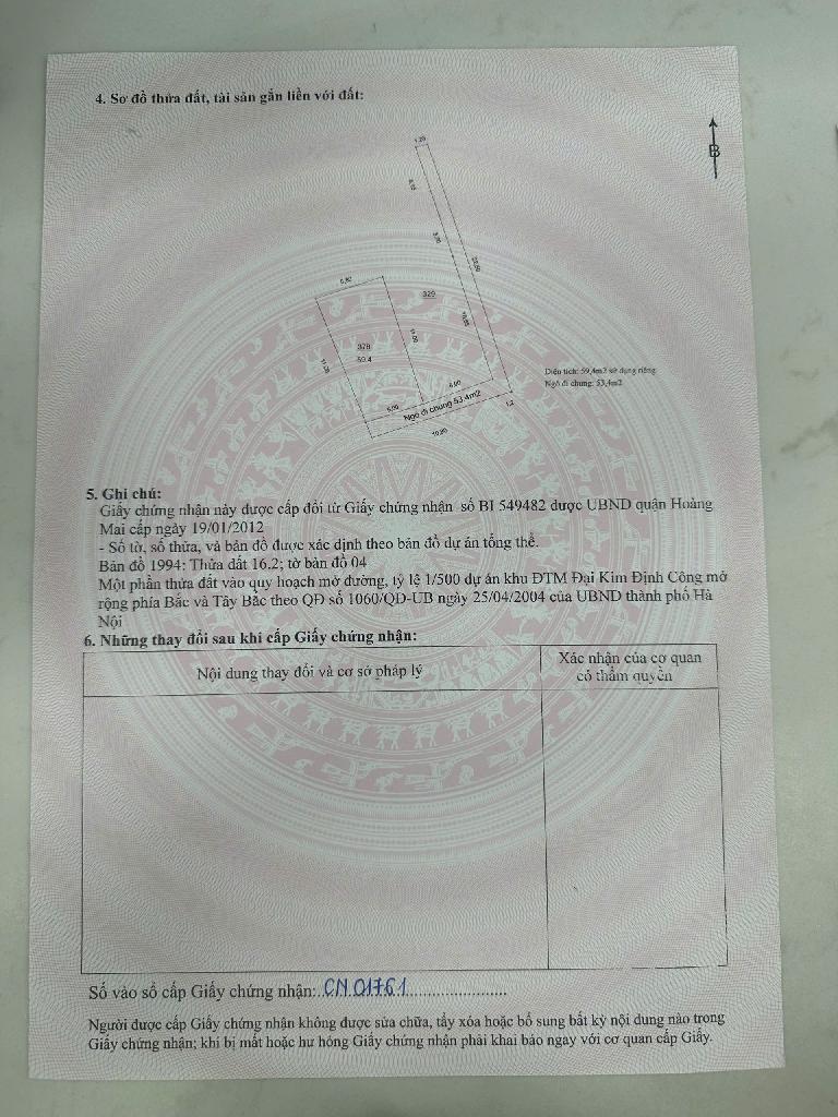 Bán nhà Định Công Hạ - diện tích 59.4m2 5 tầng - thang máy - giá 12,8 tỷ