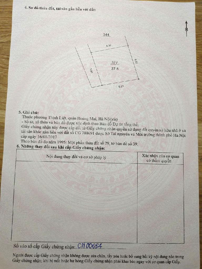Bán nhà Thịnh Liệt - diện tích 37.5m2 2 tầng - Mảnh đất đẹp vuông vắn nở hậu - giá 7,5 tỷ