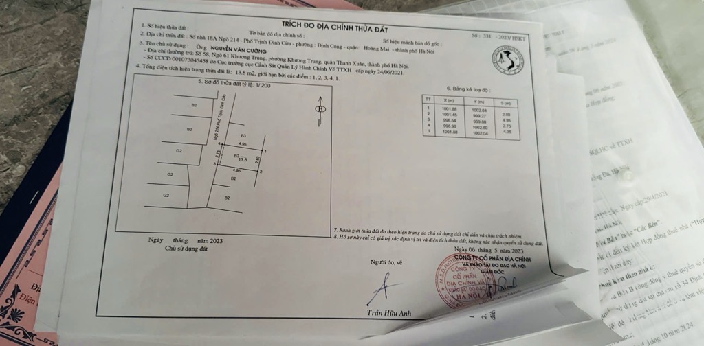 Bán nhà Trịnh Đình Cửu - diện tích 13.8m2 3 tầng - Nhà không sổ, gần phố - giá 1,95 tỷ