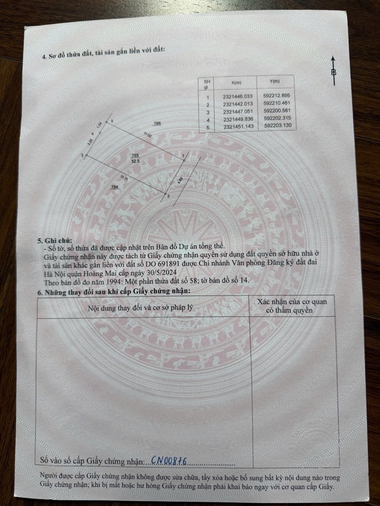 Bán nhà Vĩnh Hưng - diện tích 52,5m2 6 tầng - Nhà đẹp gần phố - giá 13,8 tỷ