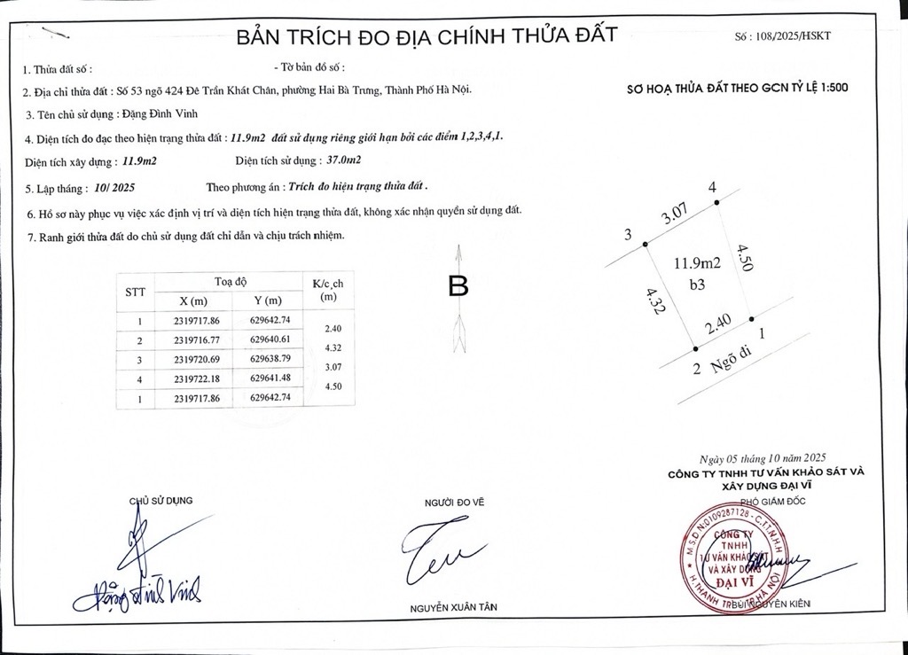 Bán nhà Trần Khát Chân - diện tích 12m2 4 tầng - mặt ngõ su cóc chạy - giá 2,35 tỷ