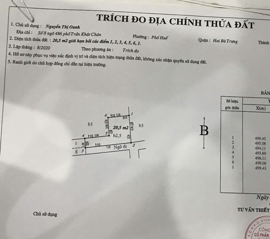Bán nhà Trần Khát Chân - diện tích 20,5m2 3 tầng - Ô TÔ ĐỖ CỔNG - giá 3,8 tỷ