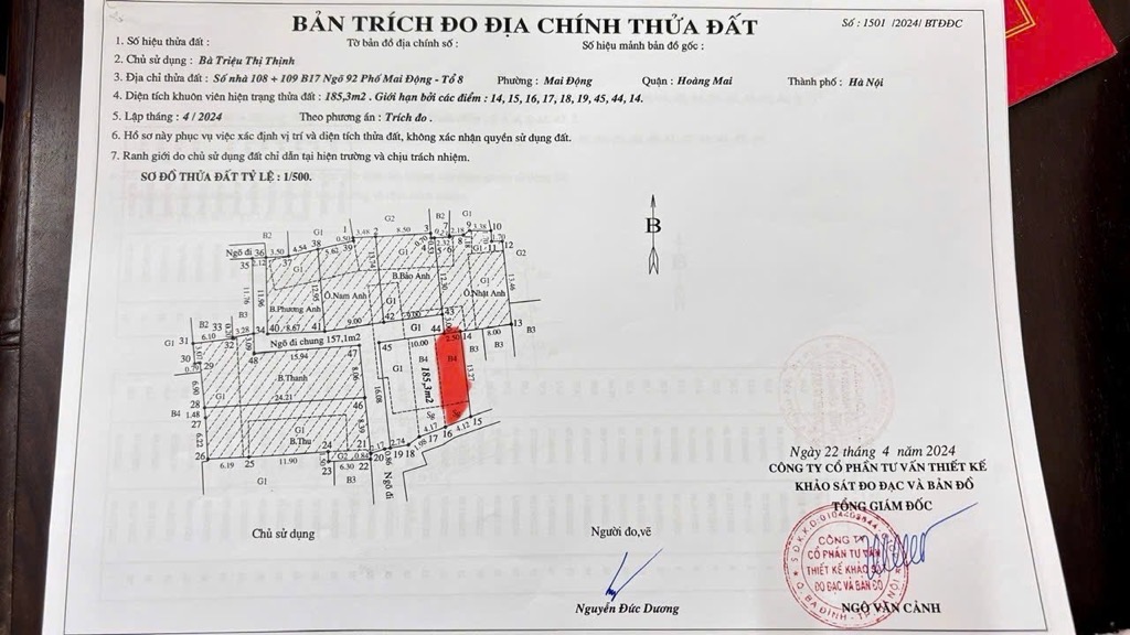 Bán nhà Mai Động - diện tích 55.1m2 4 tầng - Ô tô đỗ - giá 10,5 tỷ