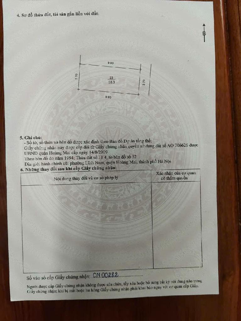 Bán nhà Thúy Lĩnh - diện tích 33.5m2 6 tầng - Nhà mới thang máy gần ô tô - giá 6,95 tỷ