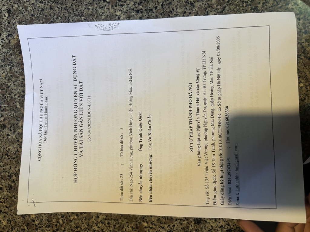 Bán nhà Vĩnh Hưng - diện tích 42.2m2 1 tầng - gần hồ - giá 3,25 tỷ