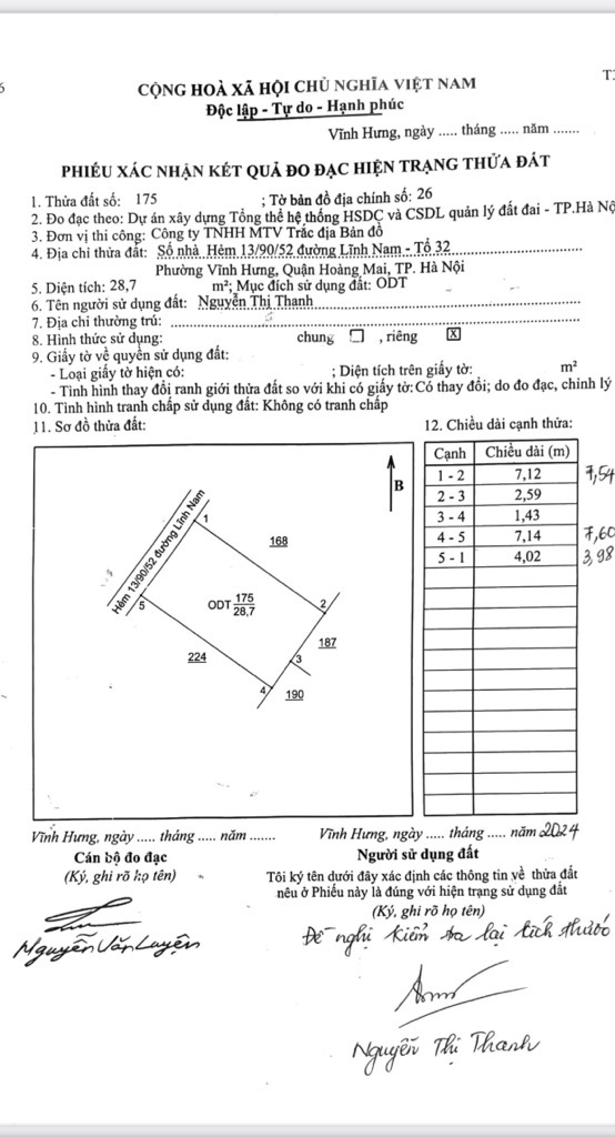 Bán nhà Lĩnh Nam - diện tích 29m2 2 tầng - NHỎ XINH VUÔNG VẮN - giá 2,2 tỷ